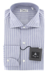 Finamore Napoli Gray Striped Shirt - Extra Slim - 15/38 - (F14186)