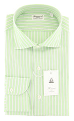 Finamore Napoli Green Striped Cotton Shirt - Slim - 15.5/39 - (FW)