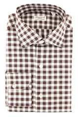 Finamore Napoli Dark Brown Check Cotton Shirt - Extra Slim - 15.75/40 -(FK)