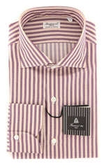 Finamore Napoli Burgundy Striped Shirt - Slim - 15.75/40 - (FN8301711)