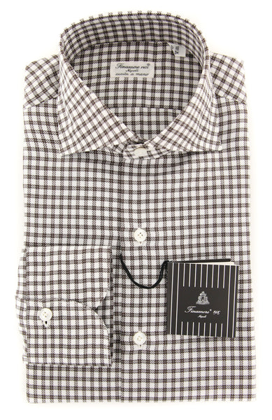 Finamore Napoli Brown Micro-Check Shirt - Slim - (FN818171) - Parent