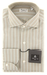 Finamore Napoli Beige Striped Shirt - Extra Slim - 14.5/37-(2018022318)