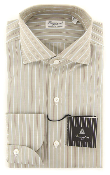 Finamore Napoli Beige Striped Shirt - Extra Slim - (2018022318) - Parent