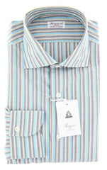 Finamore Napoli Blue Striped Cotton Shirt - Slim - (FZ) - Parent