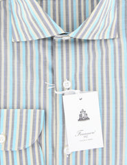 Finamore Napoli Blue Striped Cotton Shirt - Slim - (FZ) - Parent