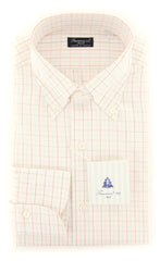 Finamore Napoli Off White Check Shirt - Slim - 15.5/39 - (201803145)
