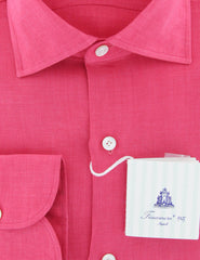 Finamore Napoli Pink Solid Linen Shirt - Slim - (767) - Parent