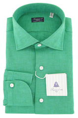 Finamore Napoli Green Solid Linen Shirt - Slim - (900) - Parent