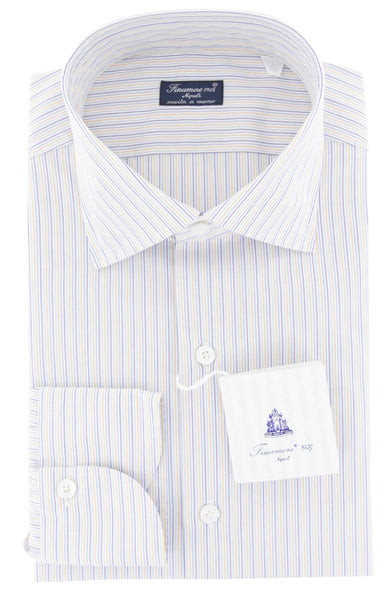 Finamore Napoli White Striped Cotton Shirt - Slim - (758) - Parent