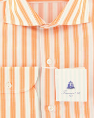Finamore Napoli Orange Striped Shirt - Slim - (FN824174) - Parent