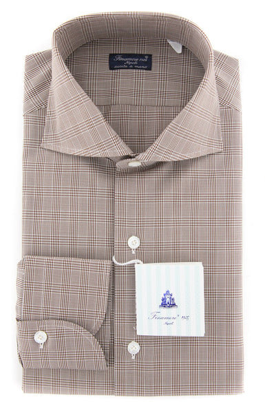 Finamore Napoli Brown Plaid Shirt - Slim - (F117184) - Parent