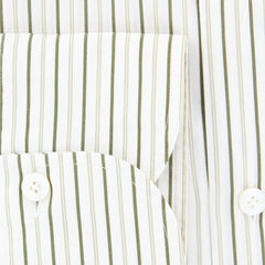 Finamore Napoli Olive Green Striped Shirt - Slim - (2018031511) - Parent