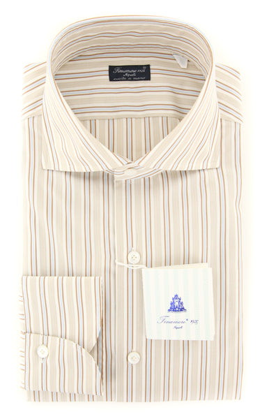 Finamore Napoli Brown Striped Shirt - Slim - (201803148) - Parent