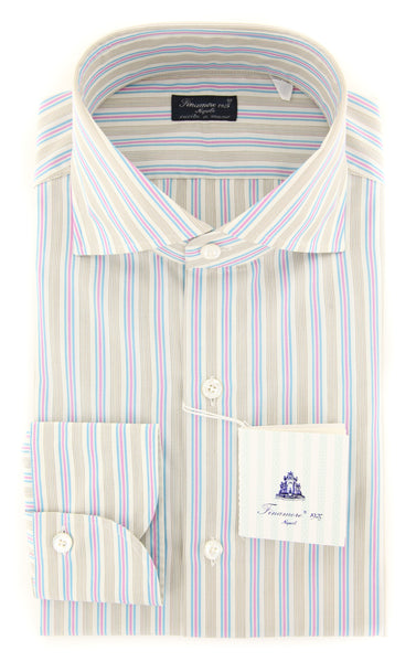 Finamore Napoli Turquoise Striped Shirt - Slim - (201803017) - Parent