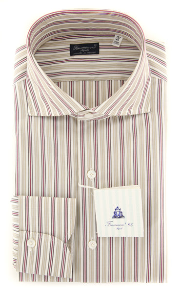 Finamore Napoli Beige Striped Shirt - Slim - (201803018) - Parent
