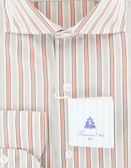 Finamore Napoli Orange Striped Shirt - Slim - (2018031427) - Parent