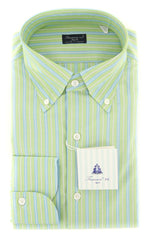 Finamore Napoli Light Green Striped Shirt - Slim - 16/41 - (2018030129)