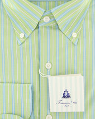 Finamore Napoli Light Green Striped Shirt - Slim - (2018030129) - Parent