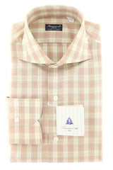 Finamore Napoli Cream Plaid Shirt - Slim - 15/38 - (FN822175)