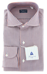 Finamore Napoli Orange Striped Shirt - Slim - 15.75/40 - (FN1215174)