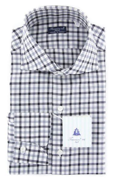 Finamore Napoli Gray Plaid Shirt - Slim - (F1171812) - Parent