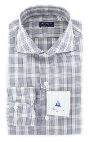 Finamore Napoli Light Gray Plaid Shirt - Slim - (FN85171) - Parent