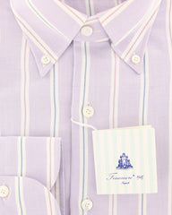 Finamore Napoli Lavender Purple Striped Shirt - Slim - (2018031422) - Parent