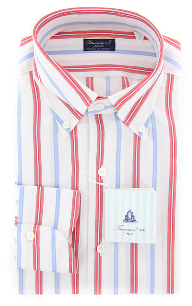 Finamore Napoli Red Striped Shirt - Slim - (2018031424) - Parent