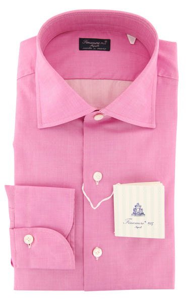 Finamore Napoli Pink Melange Cotton Shirt - Slim - (E5) - Parent