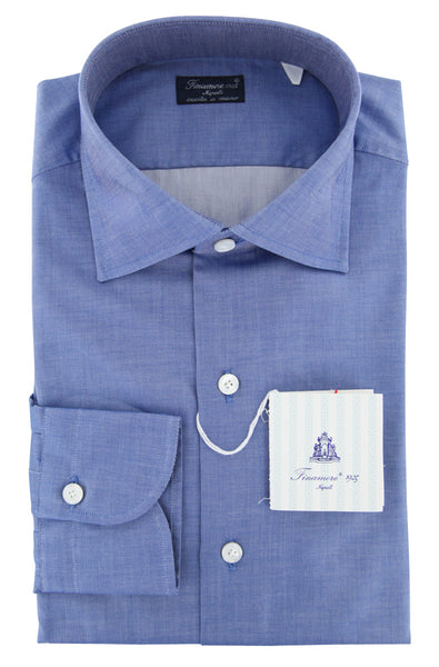 Finamore Napoli Blue Melange Cotton Shirt - Slim - (E3) - Parent