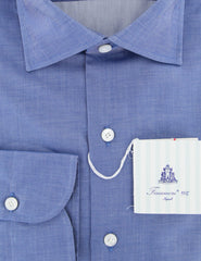 Finamore Napoli Blue Melange Cotton Shirt - Slim - (E3) - Parent