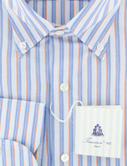Finamore Napoli Light Blue Striped Shirt - Slim - (2018031412) - Parent