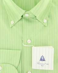 Finamore Napoli Light Green Striped Shirt - Slim - (2018030122) - Parent