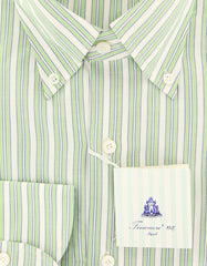 Finamore Napoli Light Green Striped Shirt - Slim - (2018030127) - Parent
