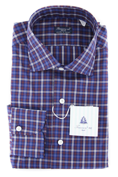 Finamore Napoli Dark Blue Plaid Shirt - Slim - (FN825178) - Parent