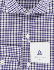 Finamore Napoli Purple Check Cotton Shirt - Slim - (741) - Parent