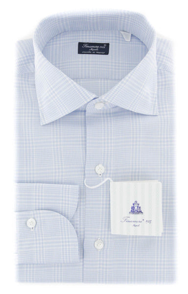 Finamore Napoli Light Blue Check Cotton Shirt - Slim - (744) - Parent