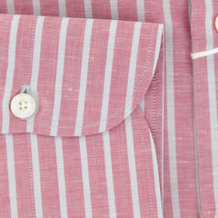 Finamore Napoli Pink Striped Cotton Blend Shirt - Slim - (911) - Parent