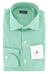 Finamore Napoli Green Check Cotton Shirt - Slim - 15/38 - (753)