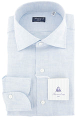 Finamore Napoli Light Blue Solid Linen Shirt - Slim - (903) - Parent