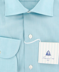 Finamore Napoli Turquoise Solid Shirt - Full - (FN825177) - Parent