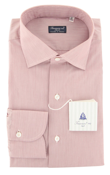 Finamore Napoli Burgundy Red Striped Cotton Shirt - Slim - (QT) - Parent