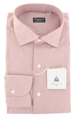 Finamore Napoli Burgundy Red Striped Cotton Shirt - Slim - 17.5/44 - (QT)