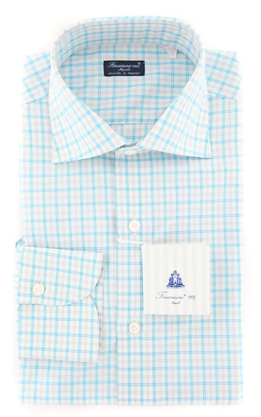 Finamore Napoli Turquoise Plaid Shirt - Slim - (FN823174) - Parent