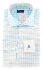 Finamore Napoli Turquoise Plaid Shirt - Slim - (FN823174) - Parent