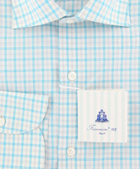 Finamore Napoli Turquoise Plaid Shirt - Slim - (FN823174) - Parent