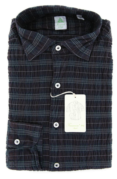 Finamore Napoli Burgundy Red Plaid Shirt - 16/41 - (26SEN01093603)