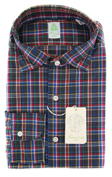 Finamore Napoli Brown Plaid Shirt - Extra Slim - L/L - (SEN01169103)