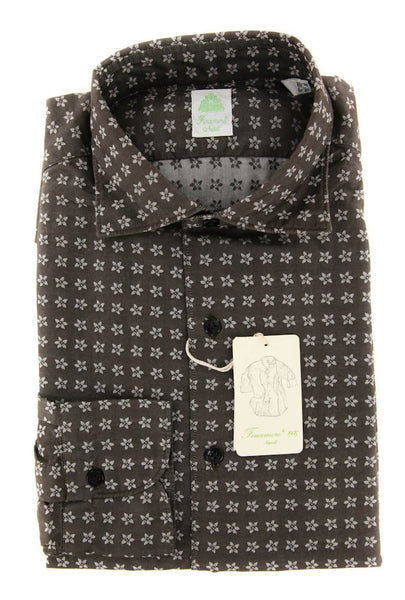 Finamore Napoli Brown Floral Shirt - Extra Slim - S/S - (25SEN08024601)