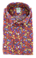 Finamore Napoli Red Floral Shirt - Extra Slim - 16/41 - (27SENDANDY)